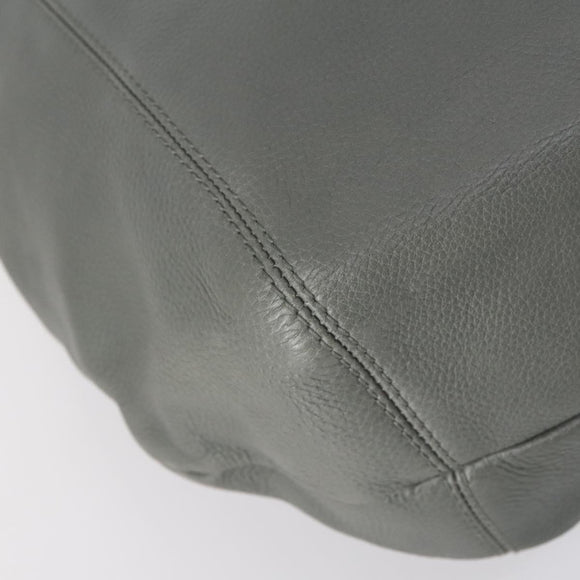 GUCCI Bamboo Shoulder Bag Leather Gray Gold Auth bs29327