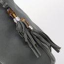 GUCCI Bamboo Shoulder Bag Leather Gray Gold Auth bs29327-10