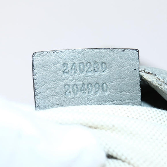 GUCCI Bamboo Shoulder Bag Leather Gray Gold Auth bs29327