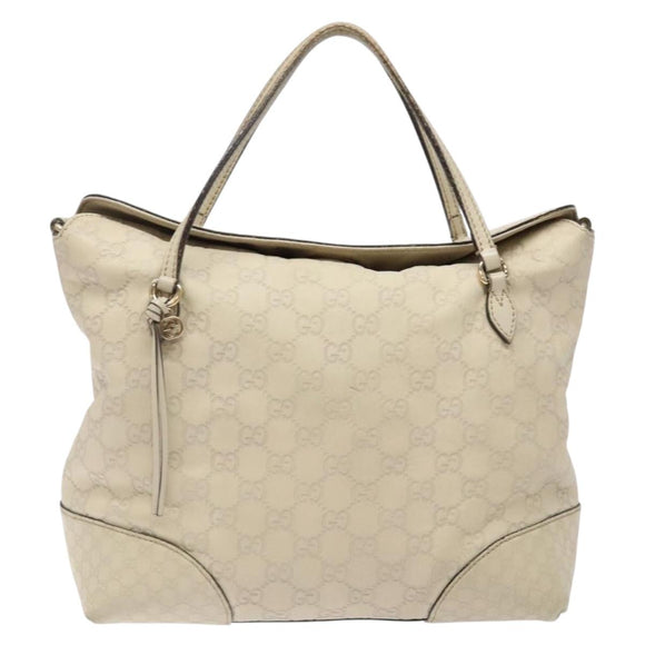 GUCCI GG Canvas Guccissima Hand Bag Leather White Gold 353120 Auth bs29328