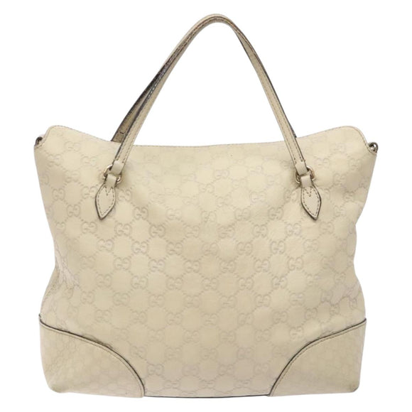 GUCCI GG Canvas Guccissima Handtasche Leder Weiß Gold 353120 Auth bs29328