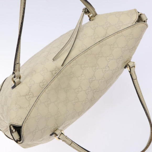 GUCCI GG Canvas Guccissima Hand Bag Leather White Gold 353120 Auth bs29328