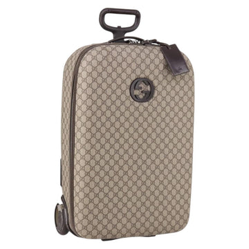 GUCCI GG Supreme Carry Case PVC Beige Silver 189755 Auth bs29329