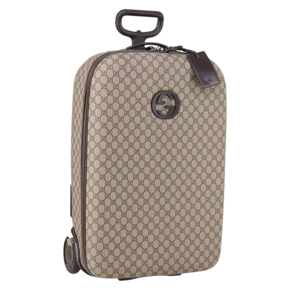 GUCCI GG Supreme Carry Case PVC Beige Silver 189755 Auth bs29329