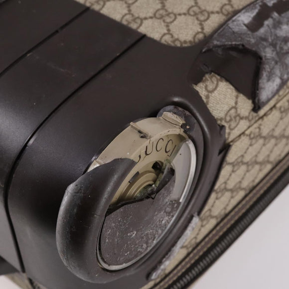 GUCCI GG Supreme Carry Case PVC Beige Silver 189755 Auth bs29329