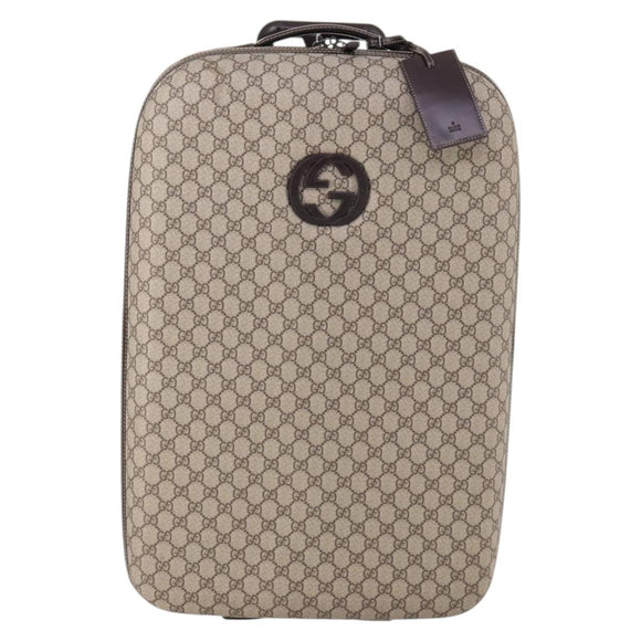 GUCCI GG Supreme Carry Case PVC Beige Silver 189755 Auth bs29329