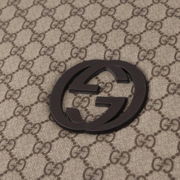 GUCCI GG Supreme Carry Case PVC Beige Silver 189755 Auth bs29329