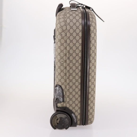 GUCCI GG Supreme Carry Case PVC Beige Silver 189755 Auth bs29329