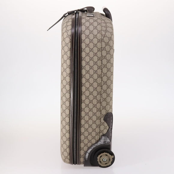 GUCCI GG Supreme Carry Case PVC Beige Silver 189755 Auth bs29329