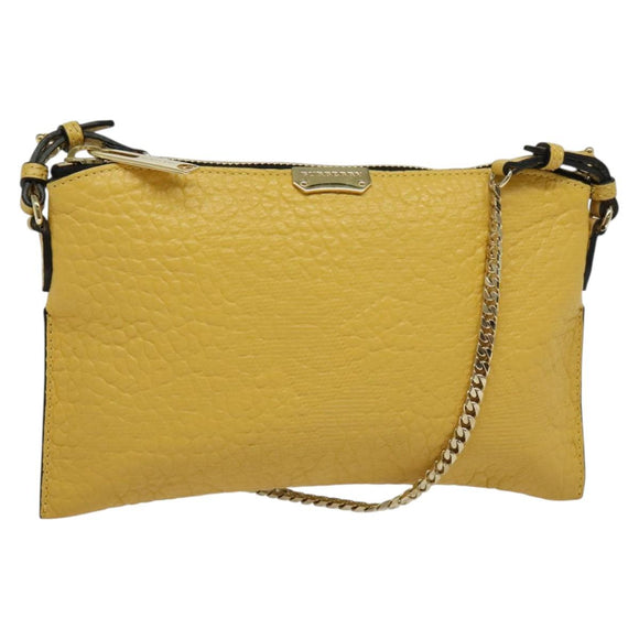 BURBERRY Chain Shoulder Bag Leather Yellow gold Auth bs29330