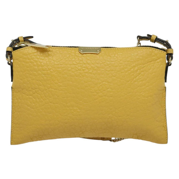 BURBERRY Chain Shoulder Bag Leather Yellow gold Auth bs29330