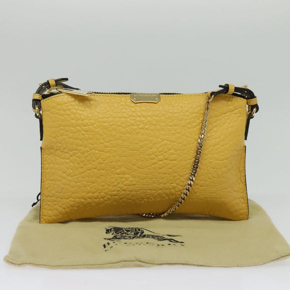 BURBERRY Chain Shoulder Bag Leather Yellow gold Auth bs29330