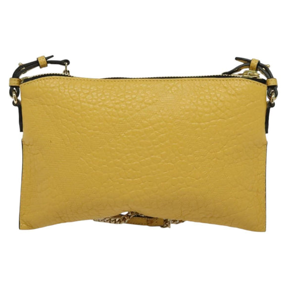 BURBERRY Chain Shoulder Bag Leather Yellow gold Auth bs29330