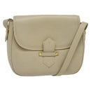 SAINT LAURENT Shoulder Bag Leather Beige Gold Auth bs29334-1