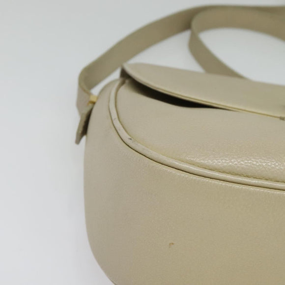 SAINT LAURENT Shoulder Bag Leather Beige Gold Auth bs29334