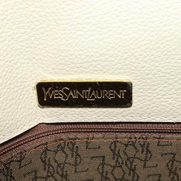 SAINT LAURENT Shoulder Bag Leather Beige Gold Auth bs29334