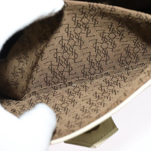 SAINT LAURENT Shoulder Bag Leather Beige Gold Auth bs29334