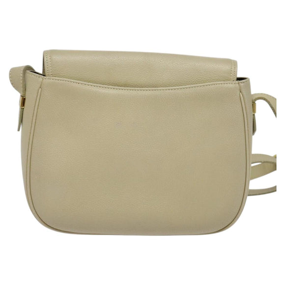 SAINT LAURENT Shoulder Bag Leather Beige Gold Auth bs29334