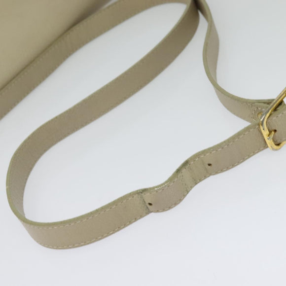 SAINT LAURENT Shoulder Bag Leather Beige Gold Auth bs29334