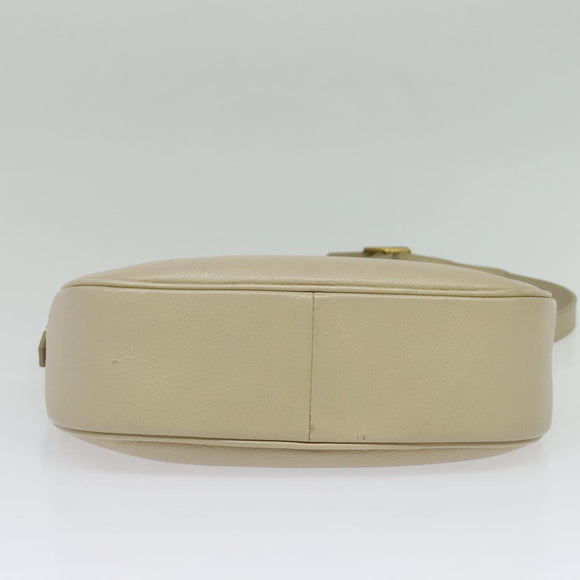 SAINT LAURENT Shoulder Bag Leather Beige Gold Auth bs29334