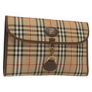 Burberrys Nova Check Clutch Bag Canvas Beige Gold Auth bs29335-1