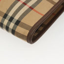 Burberrys Nova Check Clutch Bag Canvas Beige Gold Auth bs29335-14