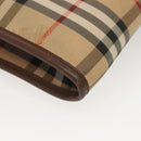 Burberrys Nova Check Clutch Bag Canvas Beige Gold Auth bs29335-15