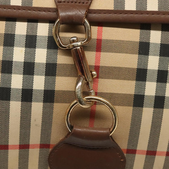 Burberrys Nova Check Clutch Bag Canvas Beige Gold Auth bs29335