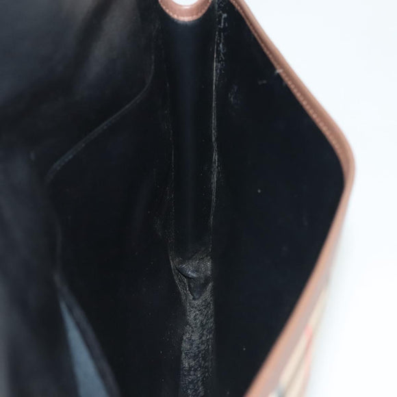 Burberrys Nova Check Clutch Bag Canvas Beige Gold Auth bs29335