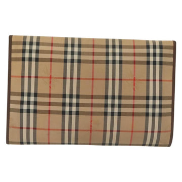 Burberrys Nova Check Clutch Bag Canvas Beige Gold Auth bs29335 - 0
