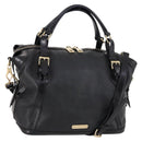 BURBERRY Boston Bag Leather 2way Black gold Auth bs29336-1