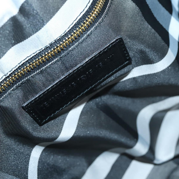 BURBERRY Boston Bag Leather 2way Black gold Auth bs29336