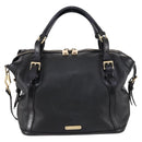 BURBERRY Boston Bag Leather 2way Black gold Auth bs29336-13