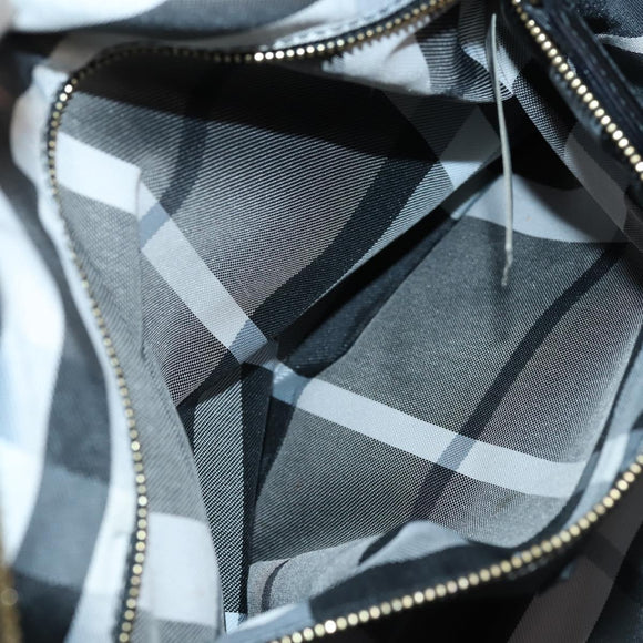 BURBERRY Boston Bag Leather 2way Black gold Auth bs29336