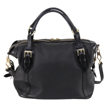BURBERRY Boston Bag Leather 2way Black gold Auth bs29336 - 0