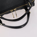 BURBERRY Boston Bag Leather 2way Black gold Auth bs29336-8