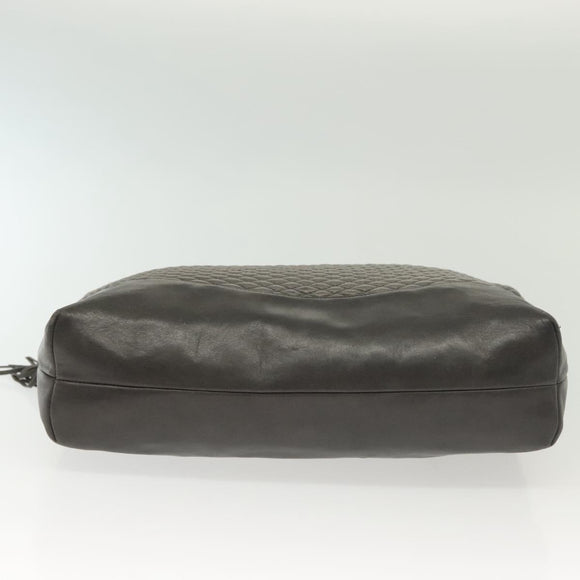 BALLY Quilted Hand Bag Leather 2way Gray Gold Auth bs29340