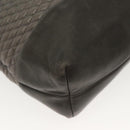 BALLY Quilted Hand Bag Leather 2way Gray Gold Auth bs29340-9