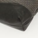 BALLY Quilted Hand Bag Leather 2way Gray Gold Auth bs29340-15