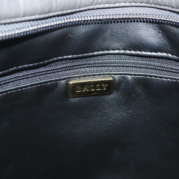 BALLY Quilted Hand Bag Leather 2way Gray Gold Auth bs29340