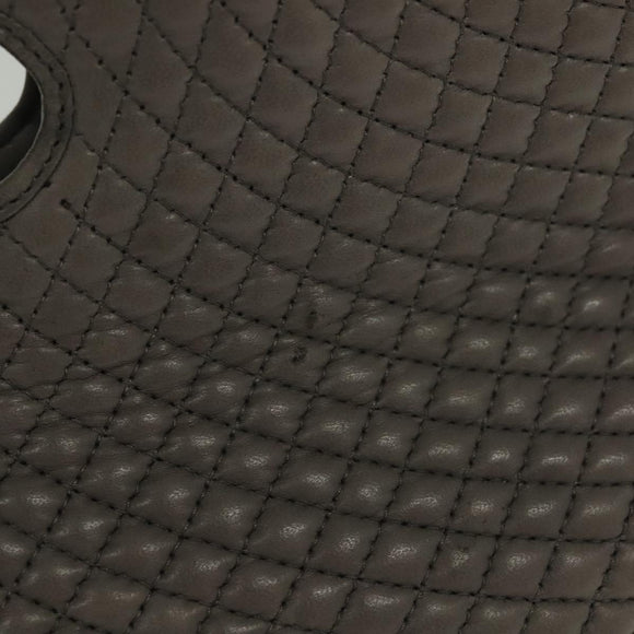 BALLY Quilted Hand Bag Leather 2way Gray Gold Auth bs29340