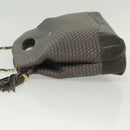 BALLY Quilted Hand Bag Leather 2way Gray Gold Auth bs29340-5