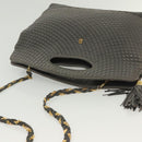 BALLY Quilted Hand Bag Leather 2way Gray Gold Auth bs29340-7