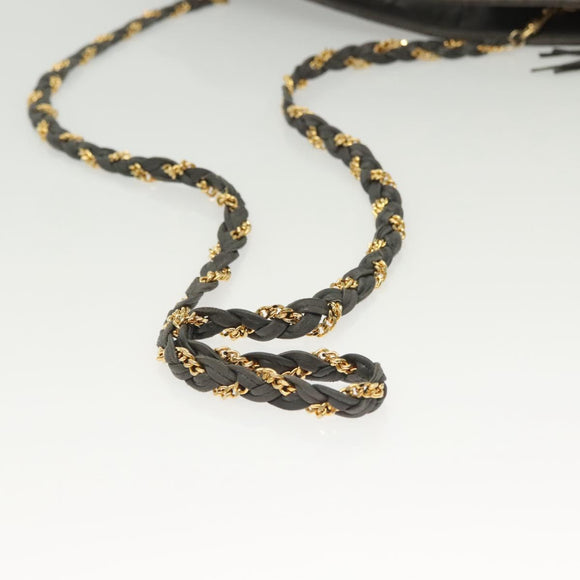 BALLY Quilted Hand Bag Leather 2way Gray Gold Auth bs29340