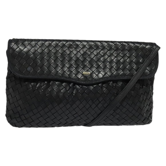 BALLY Shoulder Bag Leather Black Gold Auth bs29341