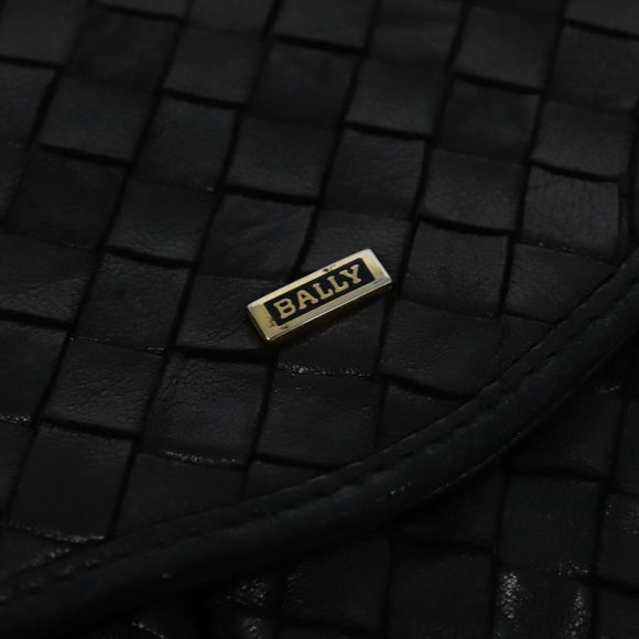 BALLY Shoulder Bag Leather Black Gold Auth bs29341