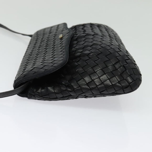 BALLY Shoulder Bag Leather Black Gold Auth bs29341