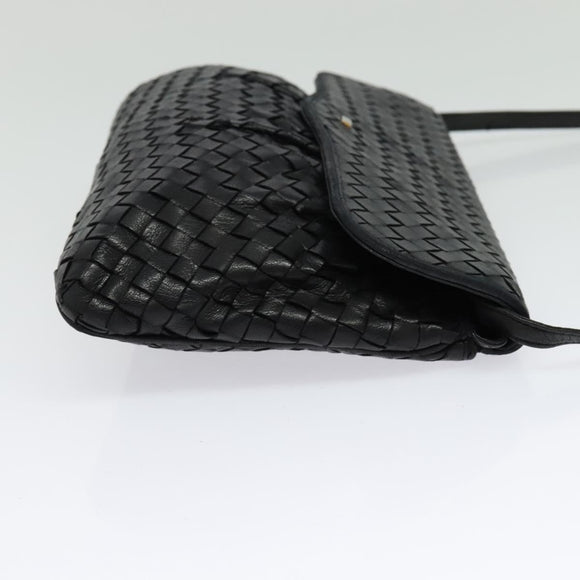 BALLY Shoulder Bag Leather Black Gold Auth bs29341