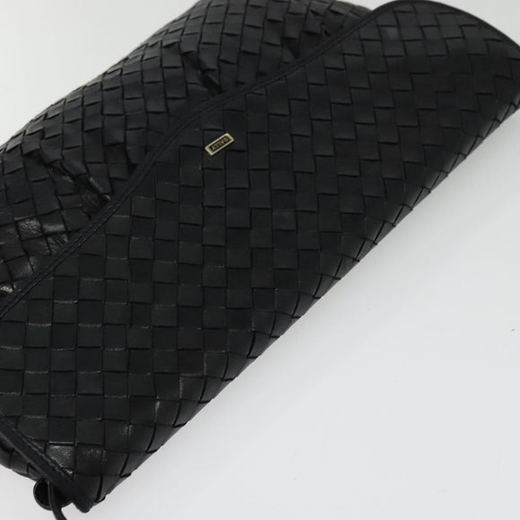 BALLY Shoulder Bag Leather Black Gold Auth bs29341