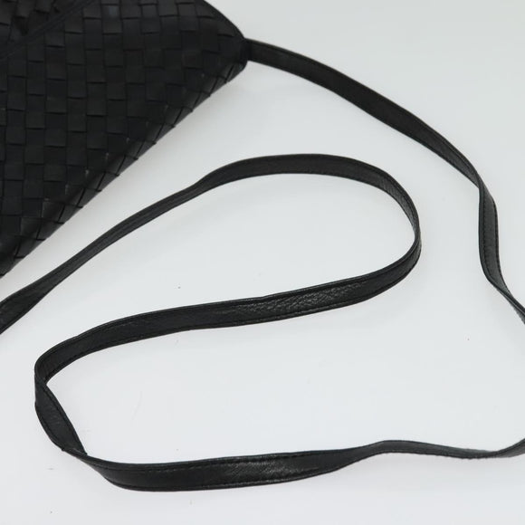 BALLY Shoulder Bag Leather Black Gold Auth bs29341